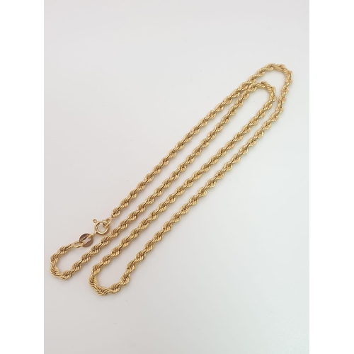 99 - An Italian 9K Yellow Gold Rope Necklace. 40cm. 2.69g