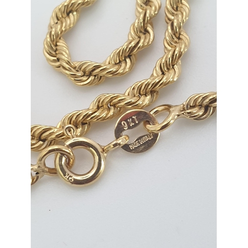 99 - An Italian 9K Yellow Gold Rope Necklace. 40cm. 2.69g