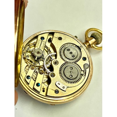 3 - 18k gold Gents pocket watch, blue enamel face with custom dial, Working, weight 72.6g