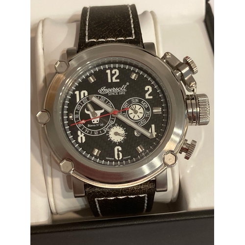 28 - Gentlemans INGERSOLL AUTOMATIC CHRONOGRAPH IN4509. Multi dial Black face Bison 39 model, having cont... 