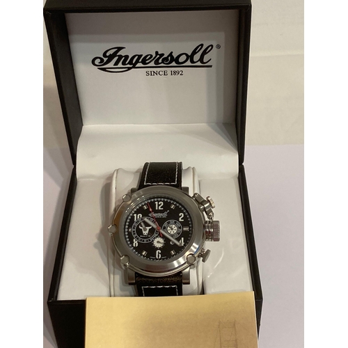 28 - Gentlemans INGERSOLL AUTOMATIC CHRONOGRAPH IN4509. Multi dial Black face Bison 39 model, having cont... 