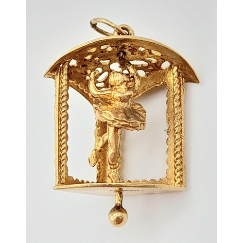 362 - 9K YELLOW GOLD SPINNING BALERINA CHARM.  4.88G