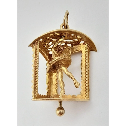 362 - 9K YELLOW GOLD SPINNING BALERINA CHARM.  4.88G