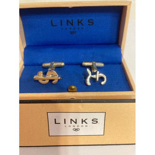 56 - SILVER PAIR of LINKS OF LONDON CUFFLINKS Unusual Design having 💰dollar and £ pound signs with torpe... 