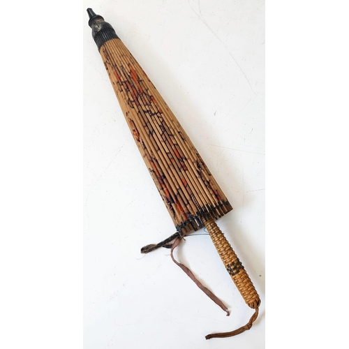 1161 - An Antique Ladies Japanese Parasol, Floral Print. 55cm In Length. a/f