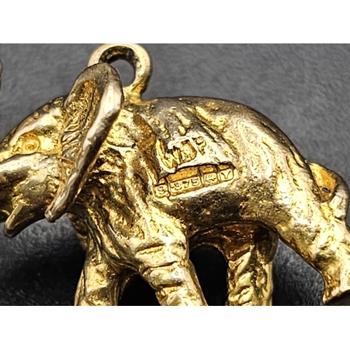 235 - 9K YELLOW GOLD ELEPHANT CHARM. 6.7G