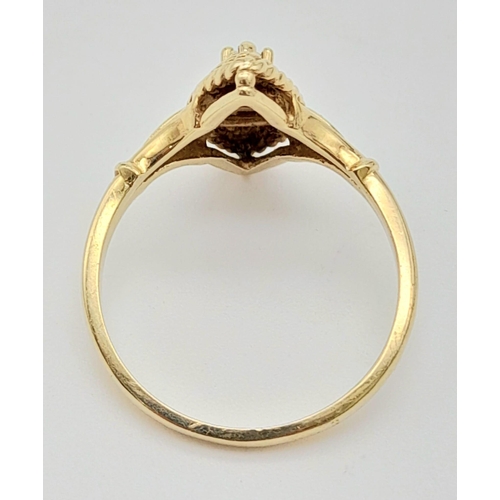 376 - 10K YELLOW GOLD DIAMOND VINTAGE RING.  0.15CT DIAMOND. OTAL WEIGHT 2.17G.  SIZE L