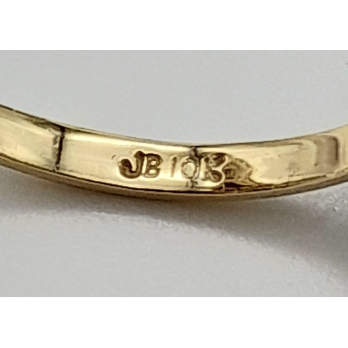 376 - 10K YELLOW GOLD DIAMOND VINTAGE RING.  0.15CT DIAMOND. OTAL WEIGHT 2.17G.  SIZE L