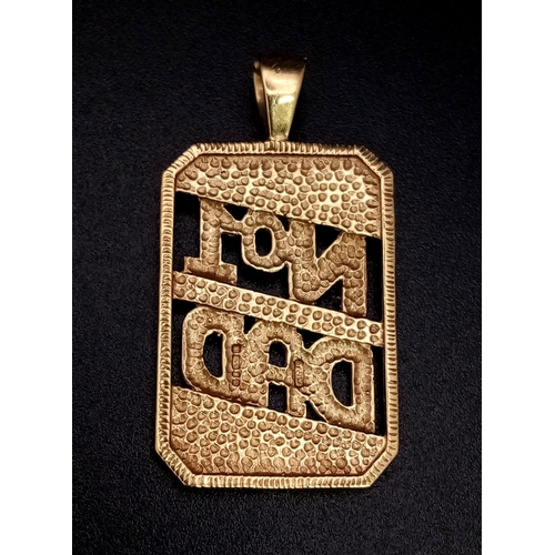 410 - 9K YELLOW GOLD NUMBER 1 DAD PENDANT. TOTAL WEIGHT 3.5G