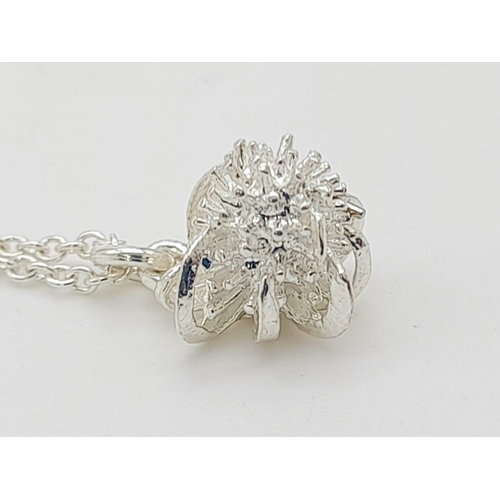 603 - Alex Monroe sterling silver dandelion flower necklace on 18