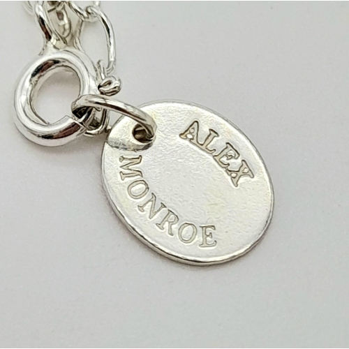 603 - Alex Monroe sterling silver dandelion flower necklace on 18