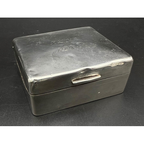 17 - A 1926 Sterling Silver (wood interior) Trinket Box. Birmingham hallmarks. Good condition. 8.5cm x 7c... 