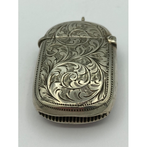 364 - Antique SILVER VESTA Having beautiful decoration to both sides and a clear hallmark for  T. Hazelwoo... 