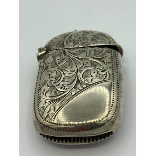 364 - Antique SILVER VESTA Having beautiful decoration to both sides and a clear hallmark for  T. Hazelwoo... 