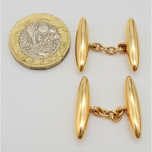 770 - A Pair of 14K Gold Zeppelin-esque Cufflinks. 5.95g total weight.