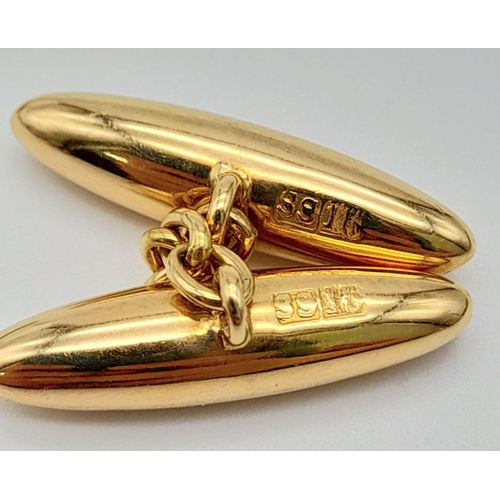 770 - A Pair of 14K Gold Zeppelin-esque Cufflinks. 5.95g total weight.