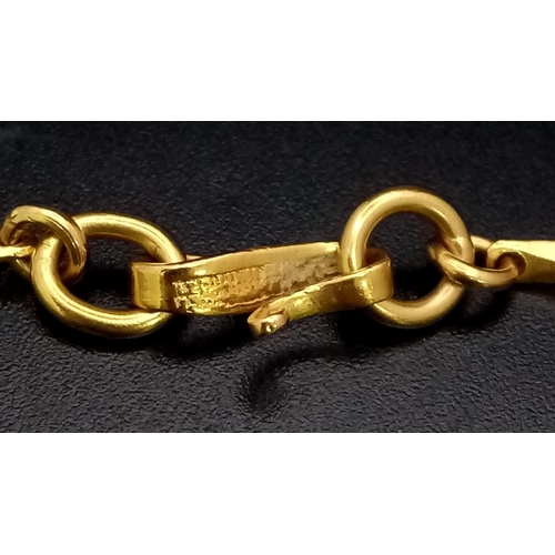 1614 - A 5g Fine Gold (.999.99) Ingot Pendant, Cased in 14K Gold on a 22K Gold Necklace. Breakdown: 5g .999... 