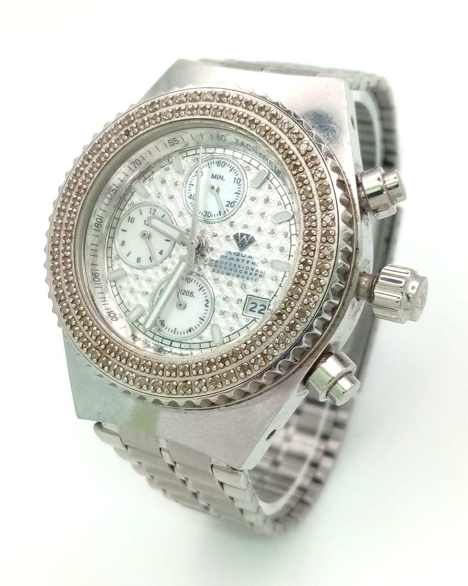 Aqua master outlet chronograph diamond watch