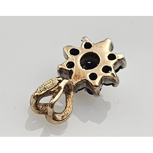 732 - 9K YELLOW GOLD DIAMOND & SAPPHIRE PENDANT 0.6G