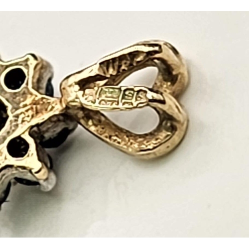 732 - 9K YELLOW GOLD DIAMOND & SAPPHIRE PENDANT 0.6G