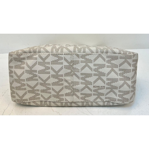 1158 - Michael Kors Cream Monogram Bag with Gold Tone Hardware. 19cm x 31cm x 12cm.