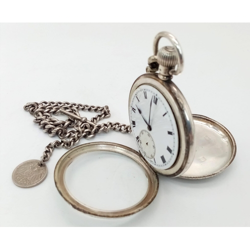 729 - Two Antique Pocket Watches. A 925 Silver with Albert Chain and an Ingersoll with sub dial. Both in n... 