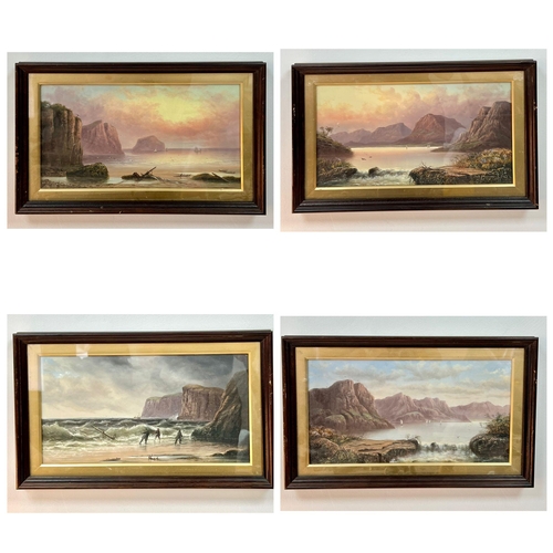 926 - Four Vintage Waterscape Oil on Canvas Paintings. In gilded and wood frames - 45cm x 28cm.