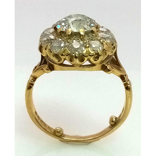 53 - A 18K Diamond Cluster Ring. Approx. 4ct Top Quality Diamonds. Comes with Jewellers Box. Total Weight... 