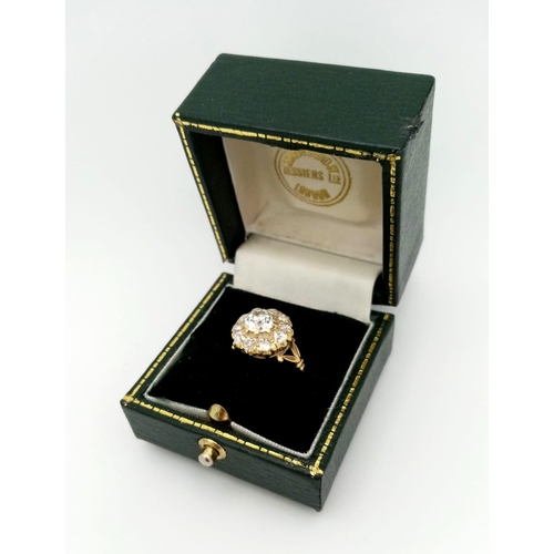 53 - A 18K Diamond Cluster Ring. Approx. 4ct Top Quality Diamonds. Comes with Jewellers Box. Total Weight... 