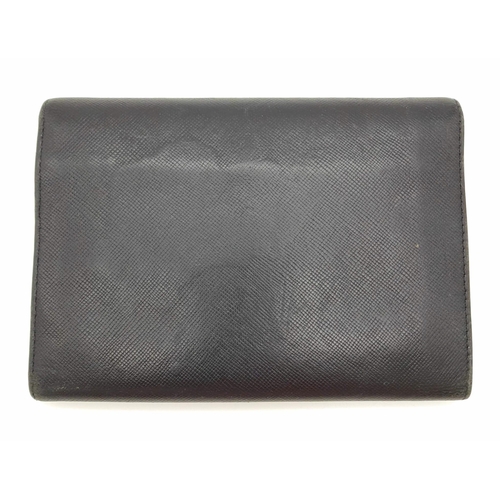 932 - A Prada Black Leather Wallet. Please see photos for conditions. 14cm x 10cm. Ref: 13106