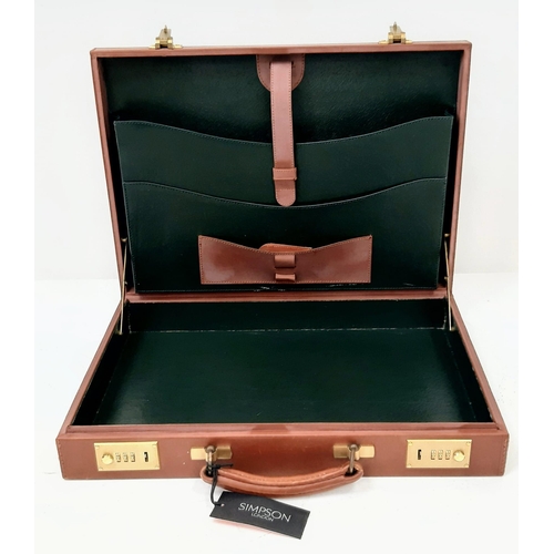 382 - London leather attaché case by Simpson of London, unused, shop soiled.