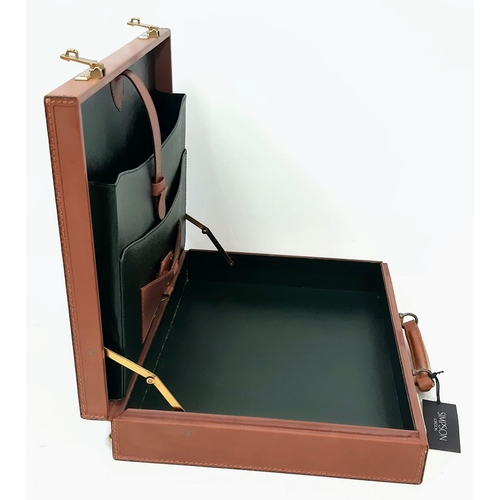 382 - London leather attaché case by Simpson of London, unused, shop soiled.