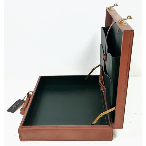 382 - London leather attaché case by Simpson of London, unused, shop soiled.