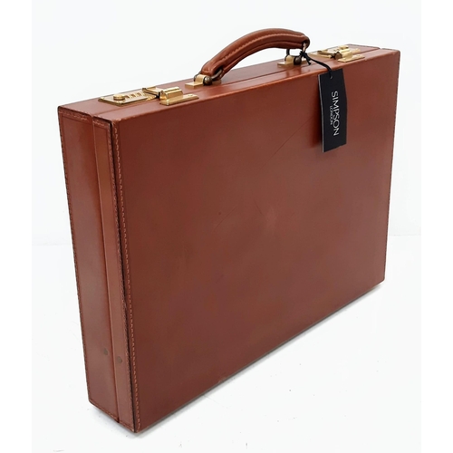 382 - London leather attaché case by Simpson of London, unused, shop soiled.