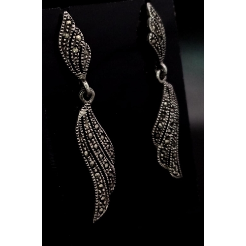 393 - A Pair of Silver Marcasite Earrings. Total Weight 6.31g.      9829