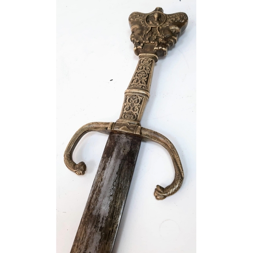 453 - A DOUBLE EDGED AND DOUBLE HEADED ORNAMENTAL/DRESS SWORD AS USED BY BRITISH OFFICERS ATTACHED TO INDI... 