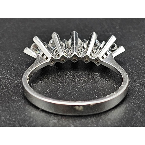 60 - A 14k White Gold 5 Stone Diamond Ring. 0.37ct Diamond. Total Weight 3.11g. Size N.     8054