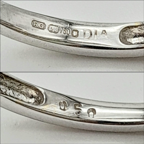 755 - AN 18K GOLD RING WITH .50ct QUALITY CENTRE STONE . 3.6gms   size R             ref 12560