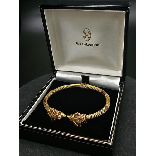 78 - A 18K Gold ILIAS LALAOUNIS Ram Head Bracelet. Comes with Original Box. Total Weight 24.65g     13052