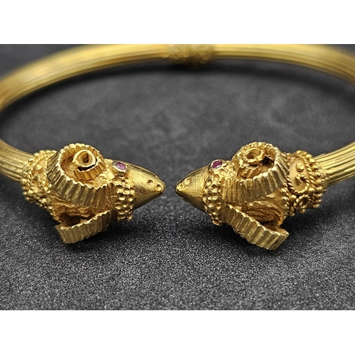 78 - A 18K Gold ILIAS LALAOUNIS Ram Head Bracelet. Comes with Original Box. Total Weight 24.65g     13052