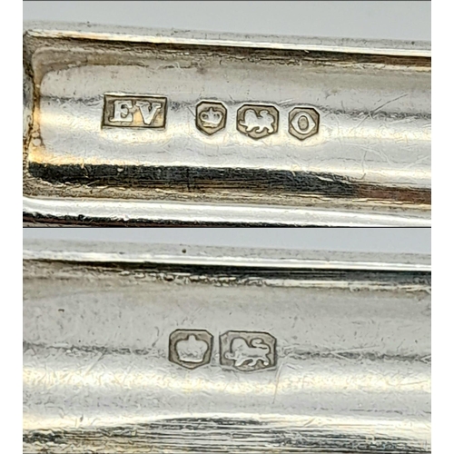 402 - Twelve Vintage Emile Viner Sterling Silver Dinner Knives. Hallmarks for Sheffield 1956. 21cm length.... 
