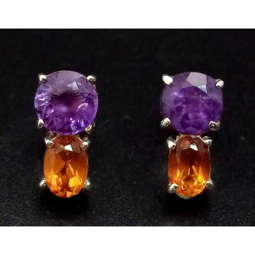 657 - A Pair of 925 Silver and Coloured Stone Earrings. Total Weight 2.59g        11186