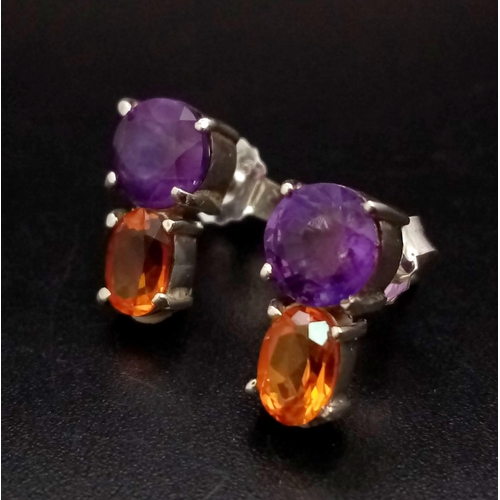 657 - A Pair of 925 Silver and Coloured Stone Earrings. Total Weight 2.59g        11186