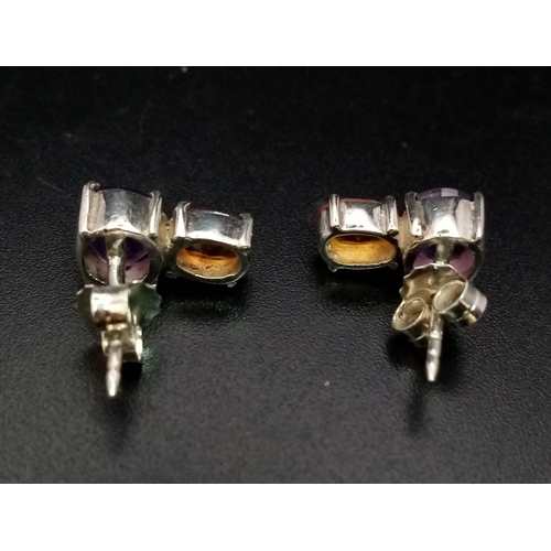 657 - A Pair of 925 Silver and Coloured Stone Earrings. Total Weight 2.59g        11186