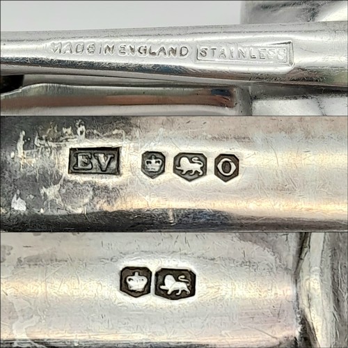 409 - Five Vintage Emile Viner Sterling Silver Serving Utensils -  Two ladles (all 925 silver) and a three... 