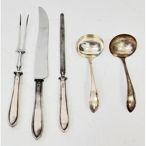 409 - Five Vintage Emile Viner Sterling Silver Serving Utensils -  Two ladles (all 925 silver) and a three... 