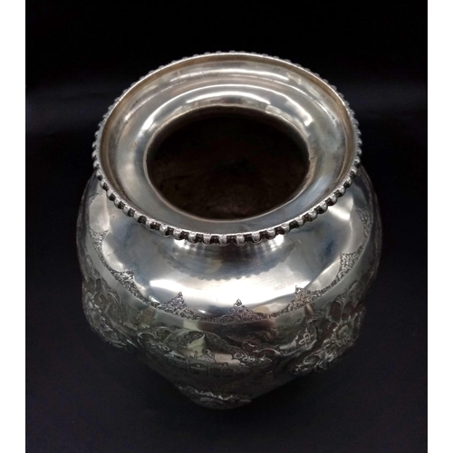 49 - A mid-20th century Iranian (Persian) silver vase, Isfahan circa 1950 by Abbas. Of rounded tapering f... 