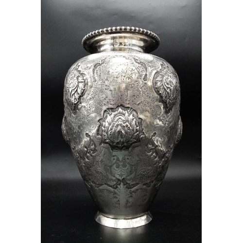 49 - A mid-20th century Iranian (Persian) silver vase, Isfahan circa 1950 by Abbas. Of rounded tapering f... 