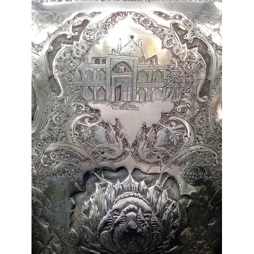 49 - A mid-20th century Iranian (Persian) silver vase, Isfahan circa 1950 by Abbas. Of rounded tapering f... 