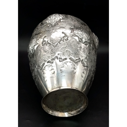 49 - A mid-20th century Iranian (Persian) silver vase, Isfahan circa 1950 by Abbas. Of rounded tapering f... 